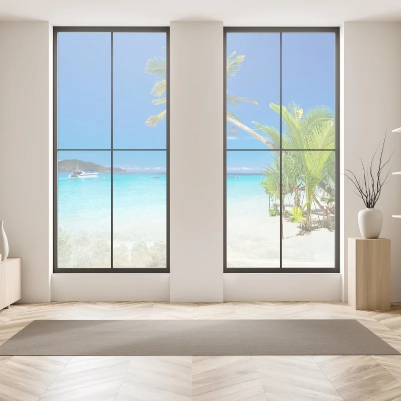 Naklejka na okno słoneczna łąka o zachodzie słońca – Wallissimo®