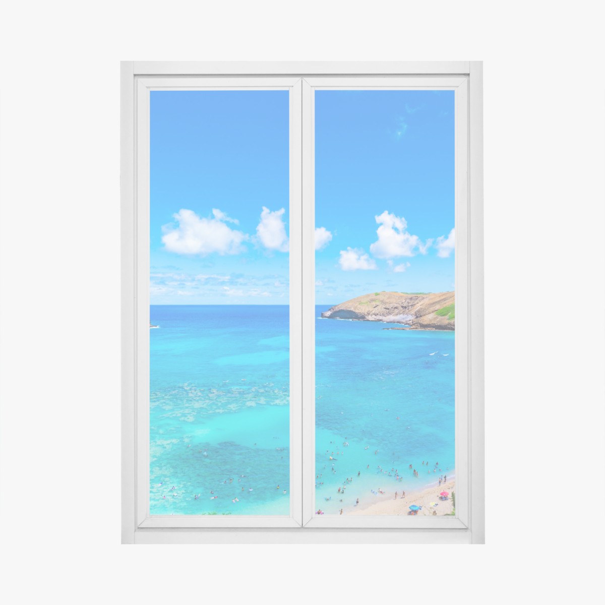Window decal tropical turquoise bay panorama