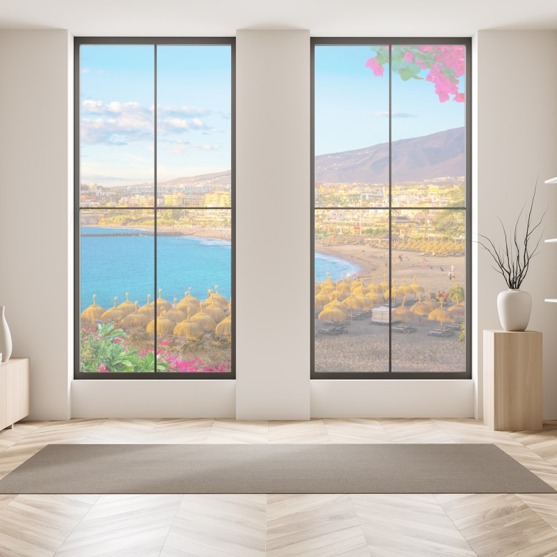 Naklejka na okno tropikalny botaniczny wzór kwiatowy – Wallissimo®