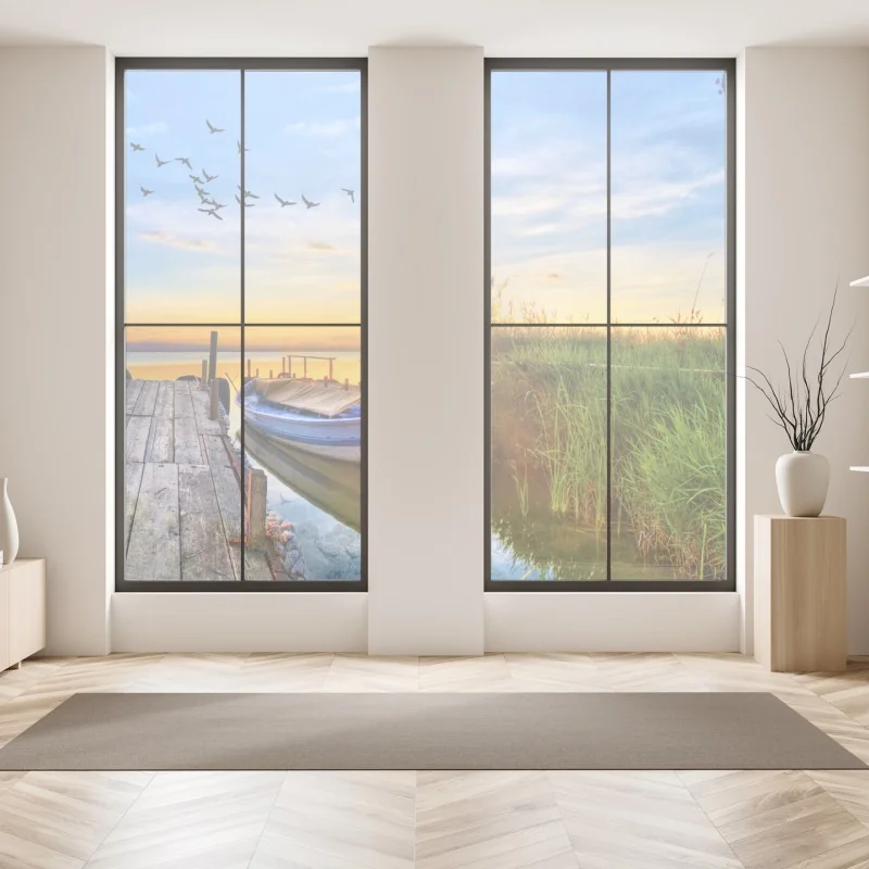 Naklejka na okno abstrakcyjne marmurowe tło w odcieniach turkusu i fioletu ze złotem – Wallissimo®