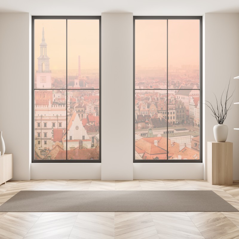 Naklejka na okno różowe akwarelowe kwiaty na czarnym tle – Wallissimo®