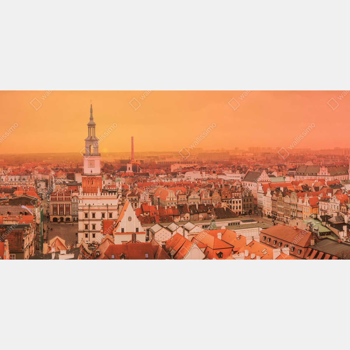 Naklejka na okno ciepły zachód słońca nad zabytkowymi dachami miasta – Wallissimo® Naklejka na okno ciepły zachód słońca nad zabytkowymi dachami miasta – Wallissimo®