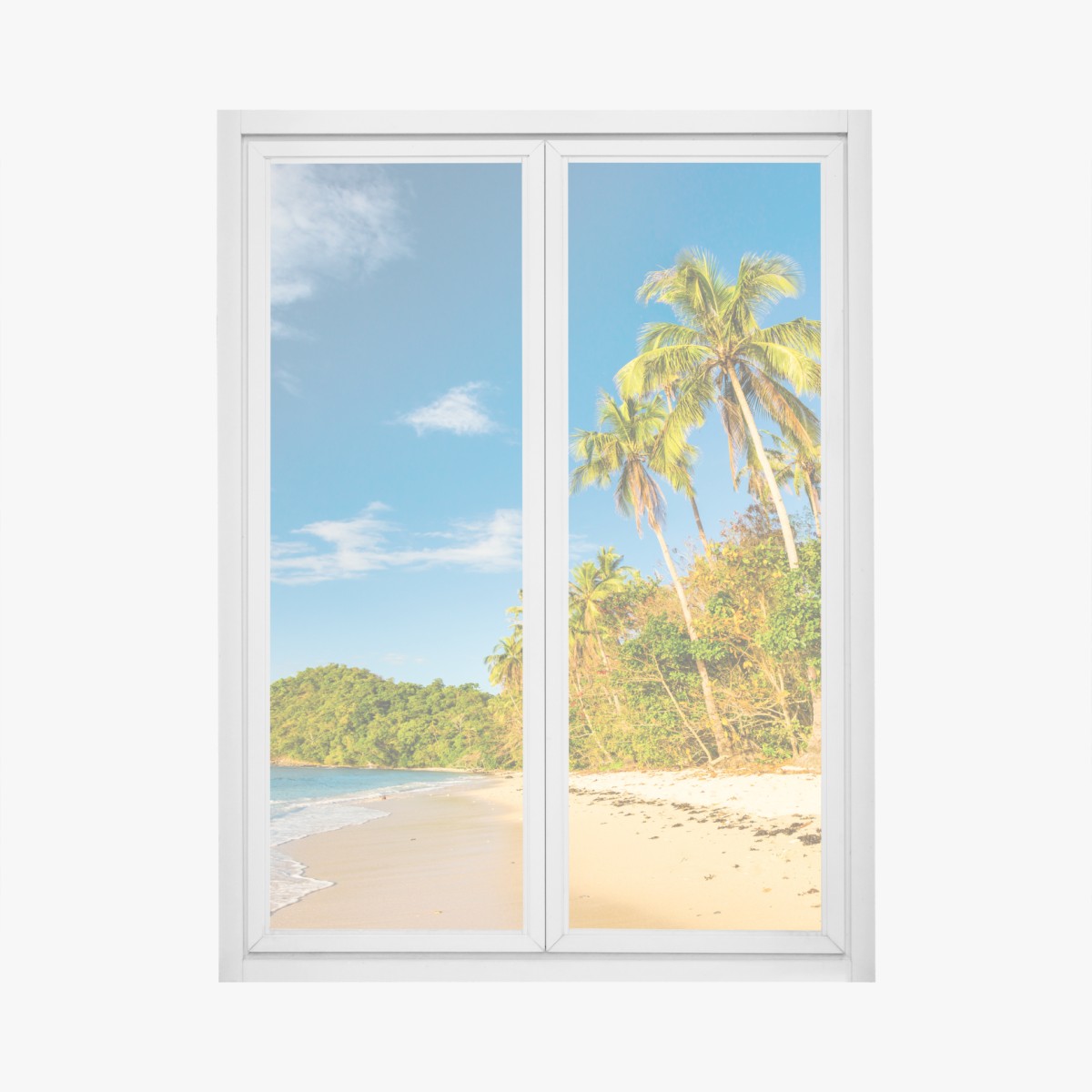 Window decal golden tropical beach at sunset