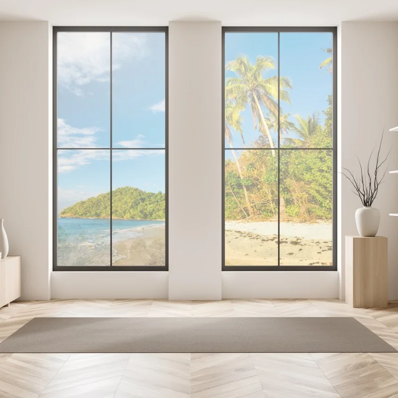 Naklejka na okno senny wschód słońca nad mglistym torfowiskiem – Wallissimo®