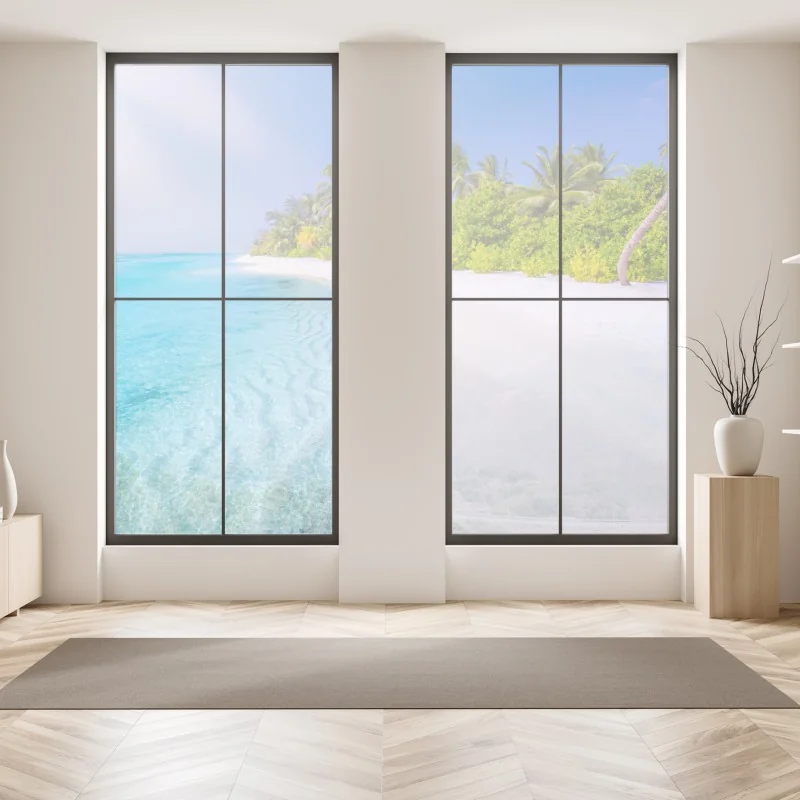 Naklejka na okno słoneczna łąka o zachodzie słońca – Wallissimo®