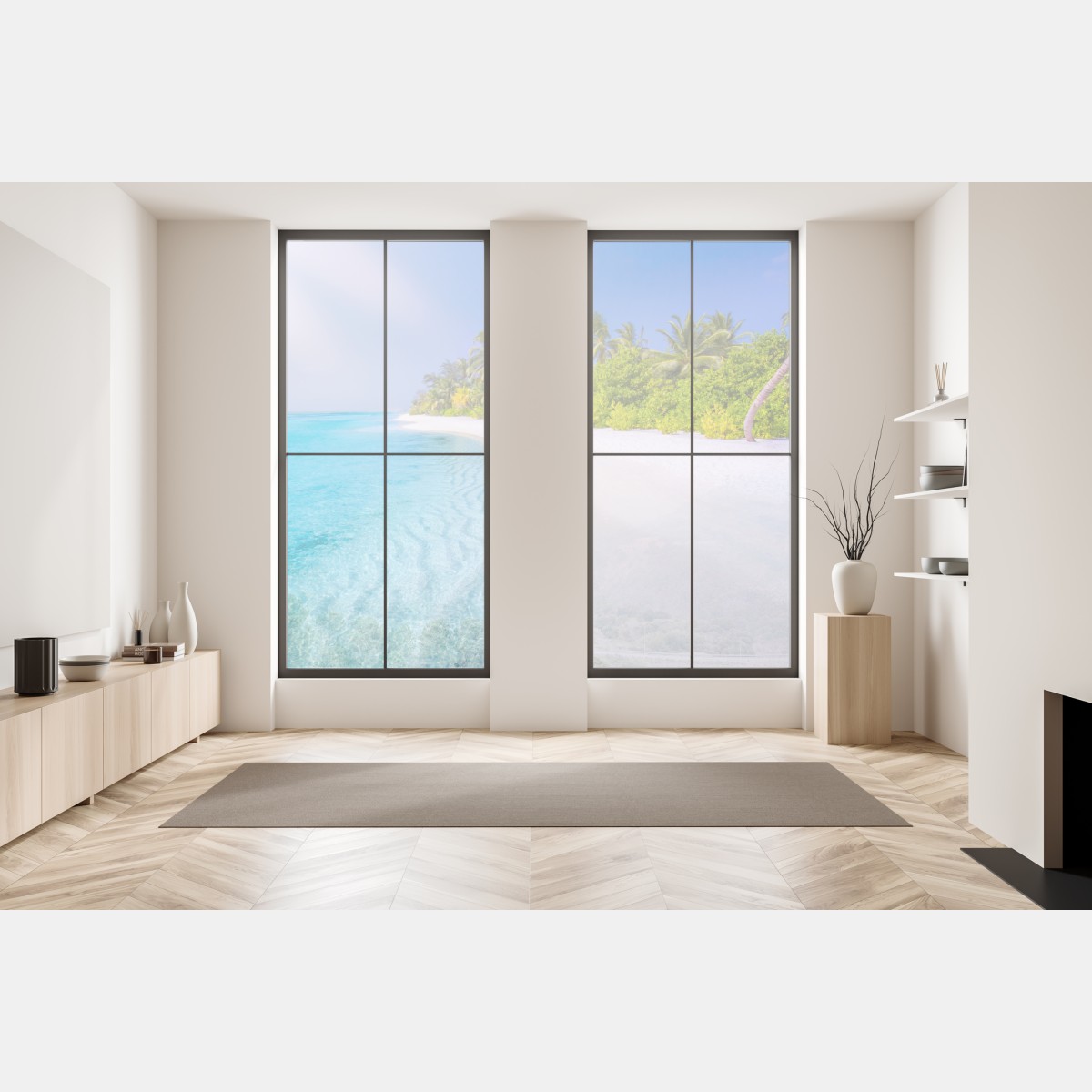 Naklejka na okno tropikalna turkusowa plaża – Wallissimo® Naklejka na okno tropikalna turkusowa plaża – Wallissimo®