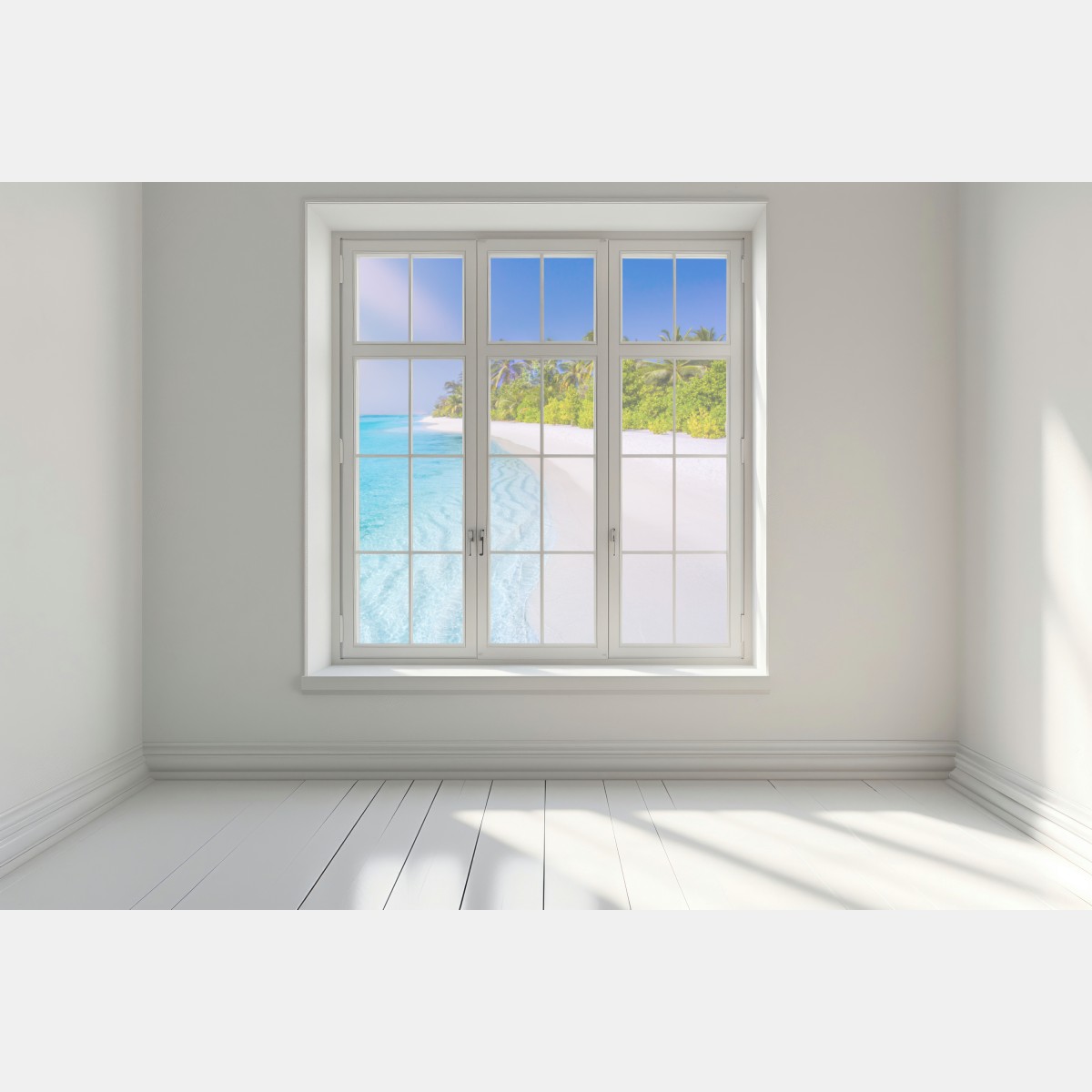 Naklejka na okno tropikalna turkusowa plaża – Wallissimo® Naklejka na okno tropikalna turkusowa plaża – Wallissimo®