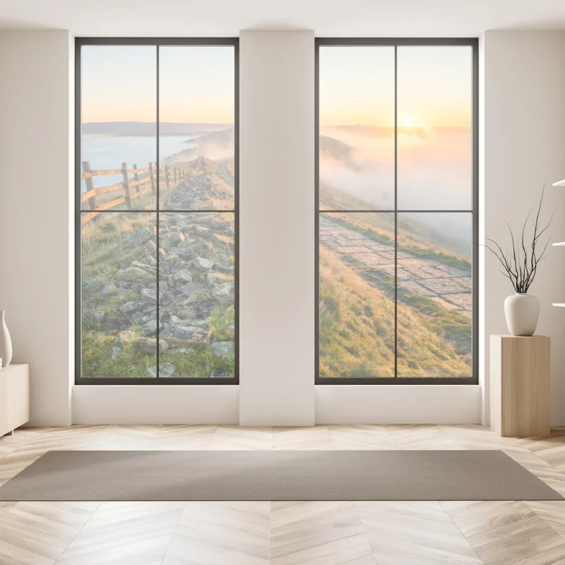 Naklejka na okno żywy warstwowy gradient górski – Wallissimo®