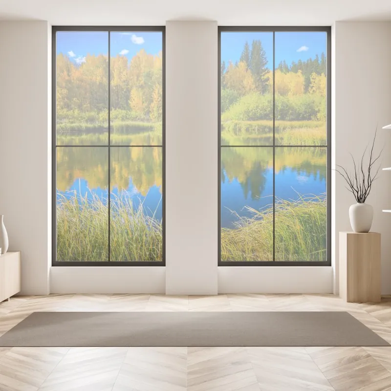 Naklejka na okno różowe akwarelowe kwiaty na czarnym tle – Wallissimo®