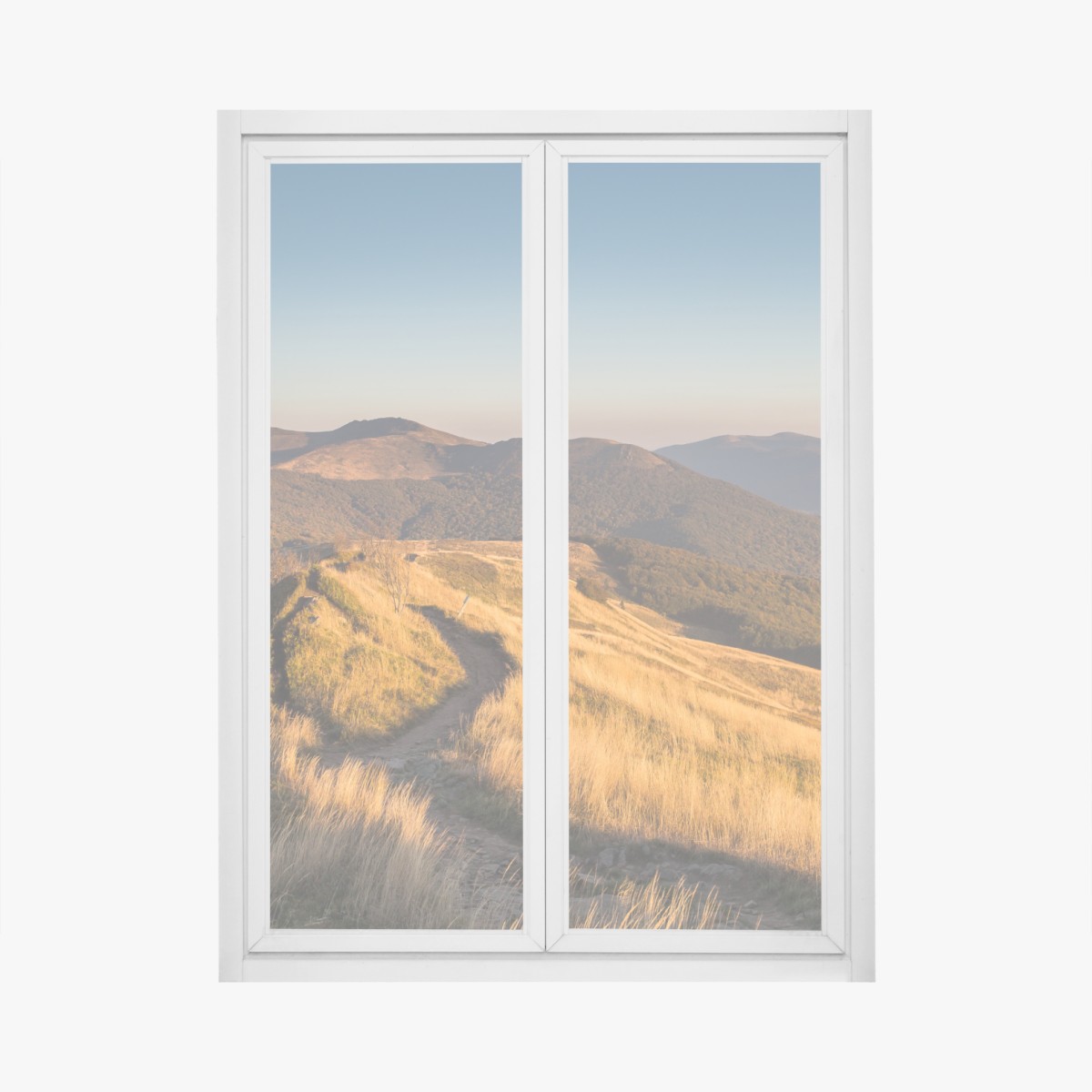 Window decal golden mountain ridge at sunset