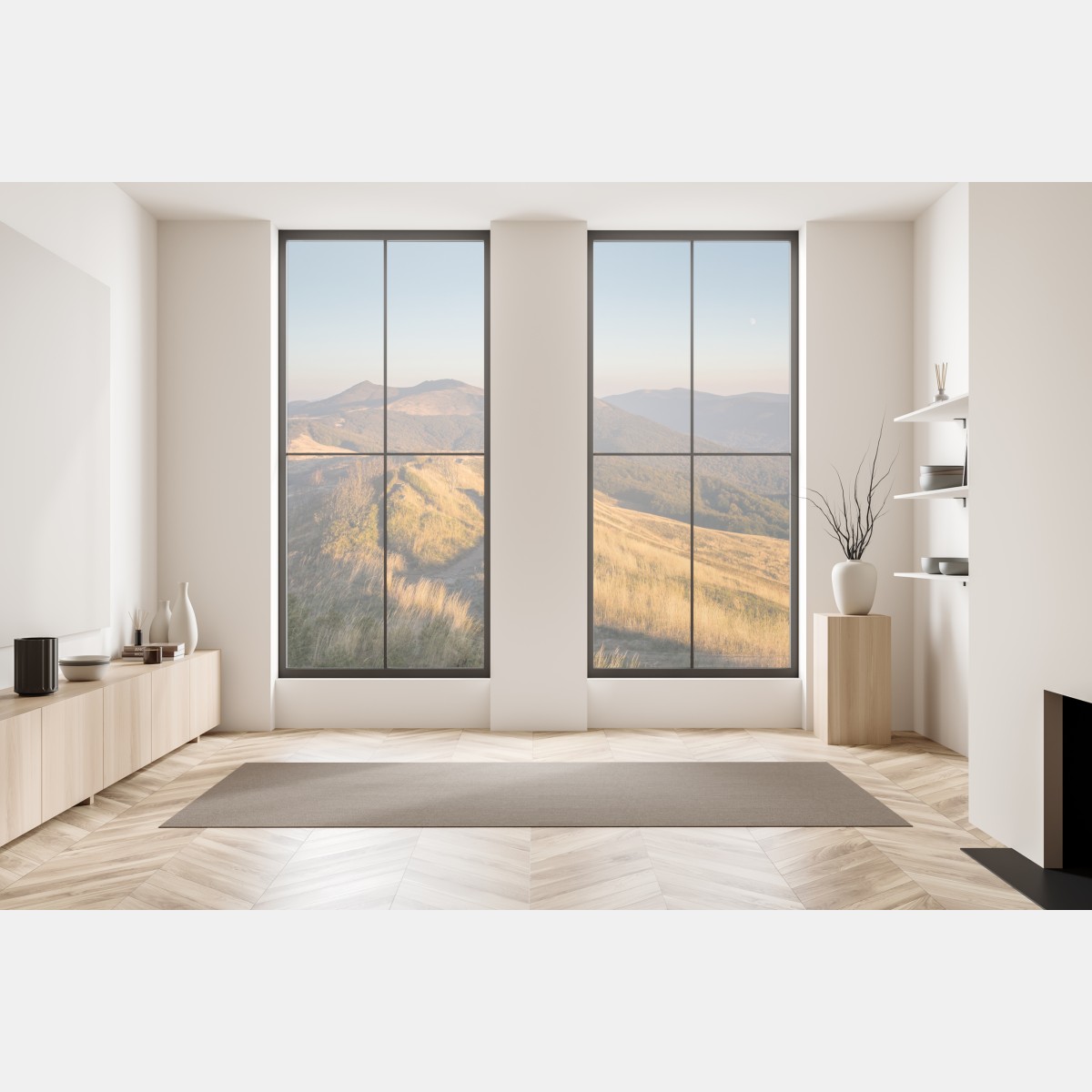 Naklejka na okno złoty grzbiet górski o zachodzie słońca – Wallissimo® Naklejka na okno złoty grzbiet górski o zachodzie słońca – Wallissimo®