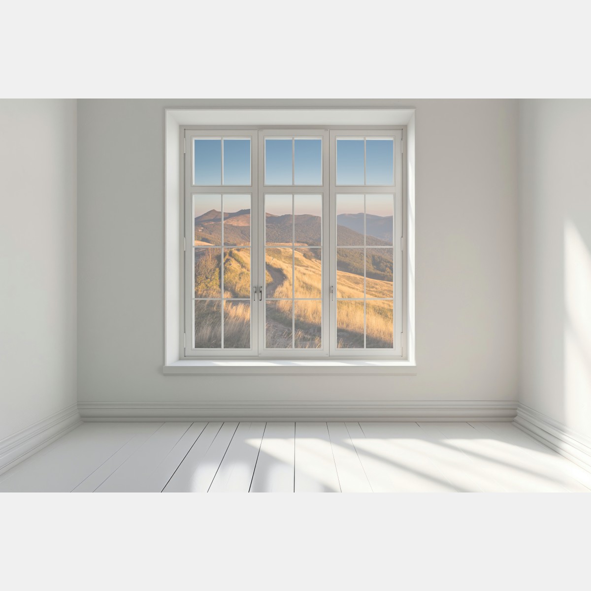 Naklejka na okno złoty grzbiet górski o zachodzie słońca – Wallissimo® Naklejka na okno złoty grzbiet górski o zachodzie słońca – Wallissimo®