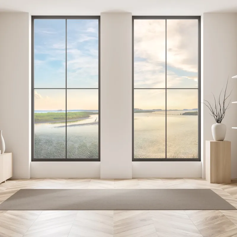 Naklejka na okno słoneczna łąka o zachodzie słońca – Wallissimo®