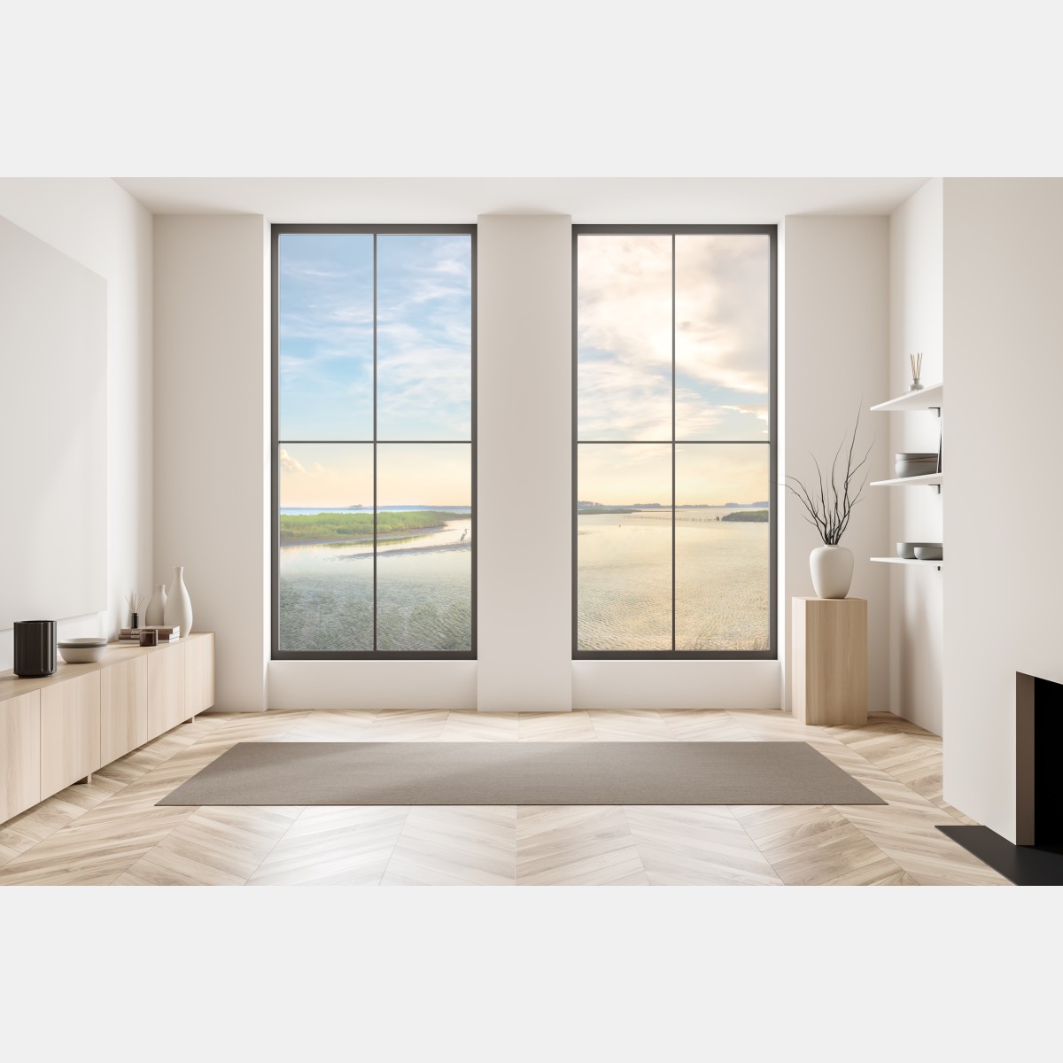 Naklejka na okno czapla nad zatoką Chesapeake o zachodzie słońca – Wallissimo® Naklejka na okno czapla nad zatoką Chesapeake o zachodzie słońca – Wallissimo®