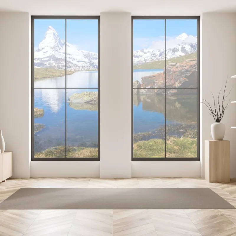 Naklejka na okno różowe akwarelowe kwiaty na czarnym tle – Wallissimo®