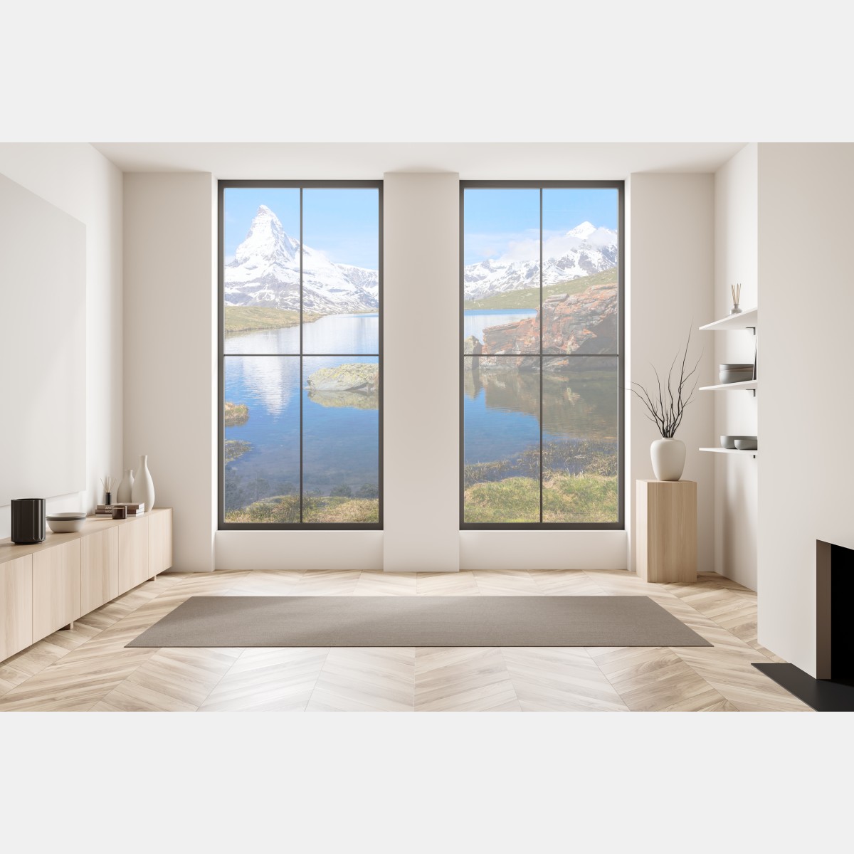 Naklejka na okno spokojne odbicie Matterhornu nad jeziorem Stellisee, Zermatt – Wallissimo® Naklejka na okno spokojne odbicie Matterhornu nad jeziorem Stellisee, Zermatt – Wallissimo®