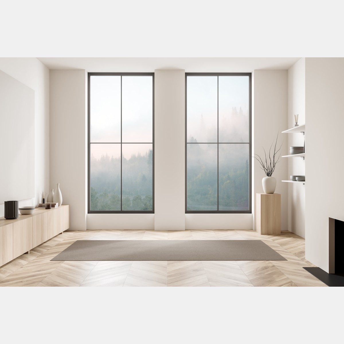 Naklejka na okno mglisty poranek w lesie – Wallissimo® Naklejka na okno mglisty poranek w lesie – Wallissimo®