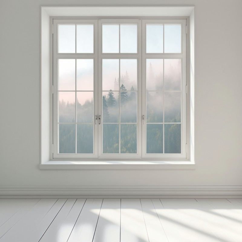 Naklejka na okno mglisty poranek w lesie – Wallissimo® Naklejka na okno mglisty poranek w lesie – Wallissimo®
