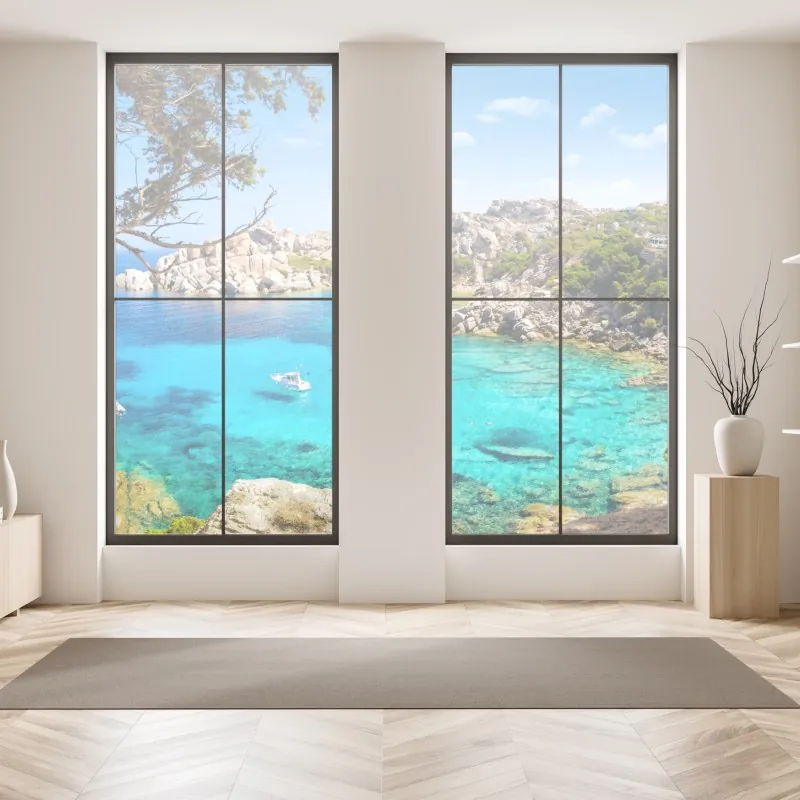 Naklejka na okno malowane akwarelą liście monstery – Wallissimo®