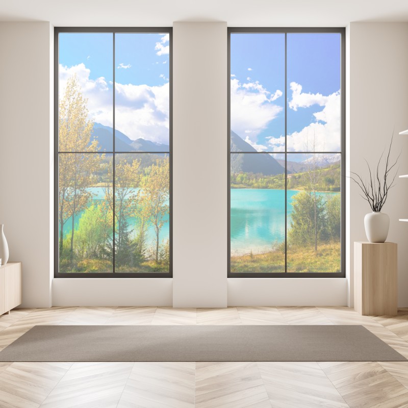 Naklejka na okno żywy warstwowy gradient górski – Wallissimo®