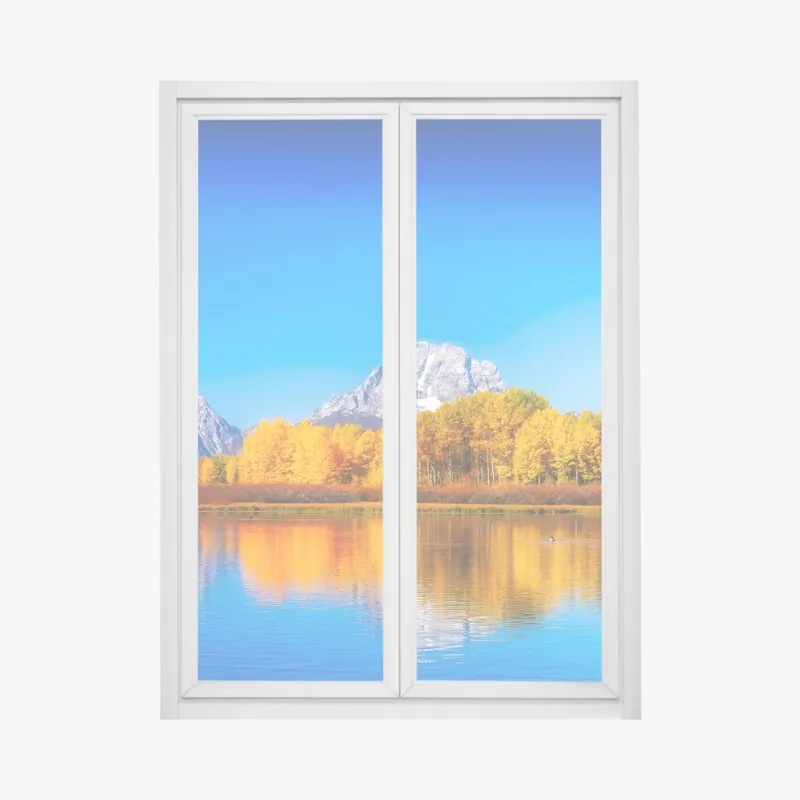 Naklejka na okno jesienna panorama gór i jeziora