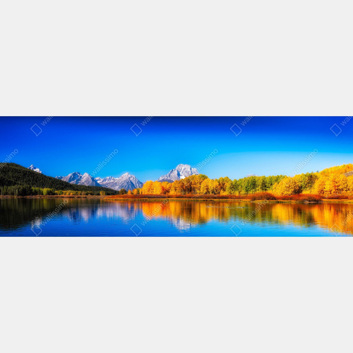 Naklejka na okno jesienna panorama gór i jeziora – Wallissimo® Naklejka na okno jesienna panorama gór i jeziora – Wallissimo®