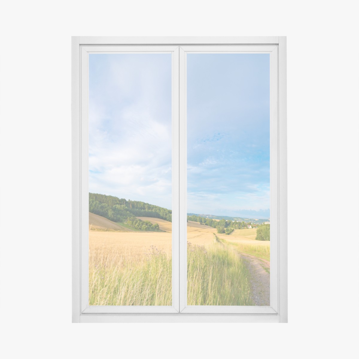 Window decal morning wheat panorama in Kansas