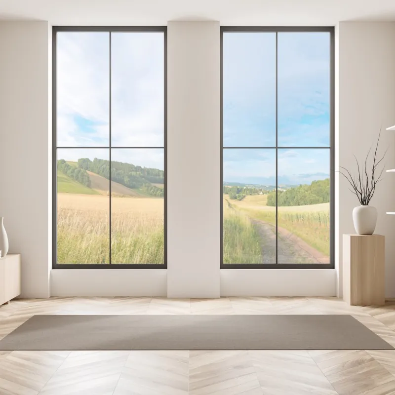 Naklejka na okno złote liście monstery na ciemnym tle – Wallissimo®