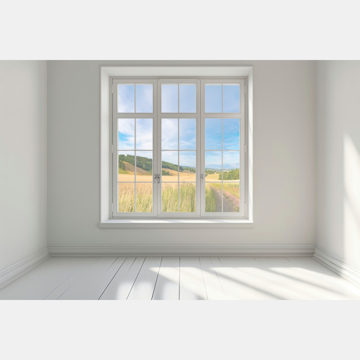 Naklejka na okno poranna panorama pszenicy w Kansas – Wallissimo® Naklejka na okno poranna panorama pszenicy w Kansas – Wallissimo®