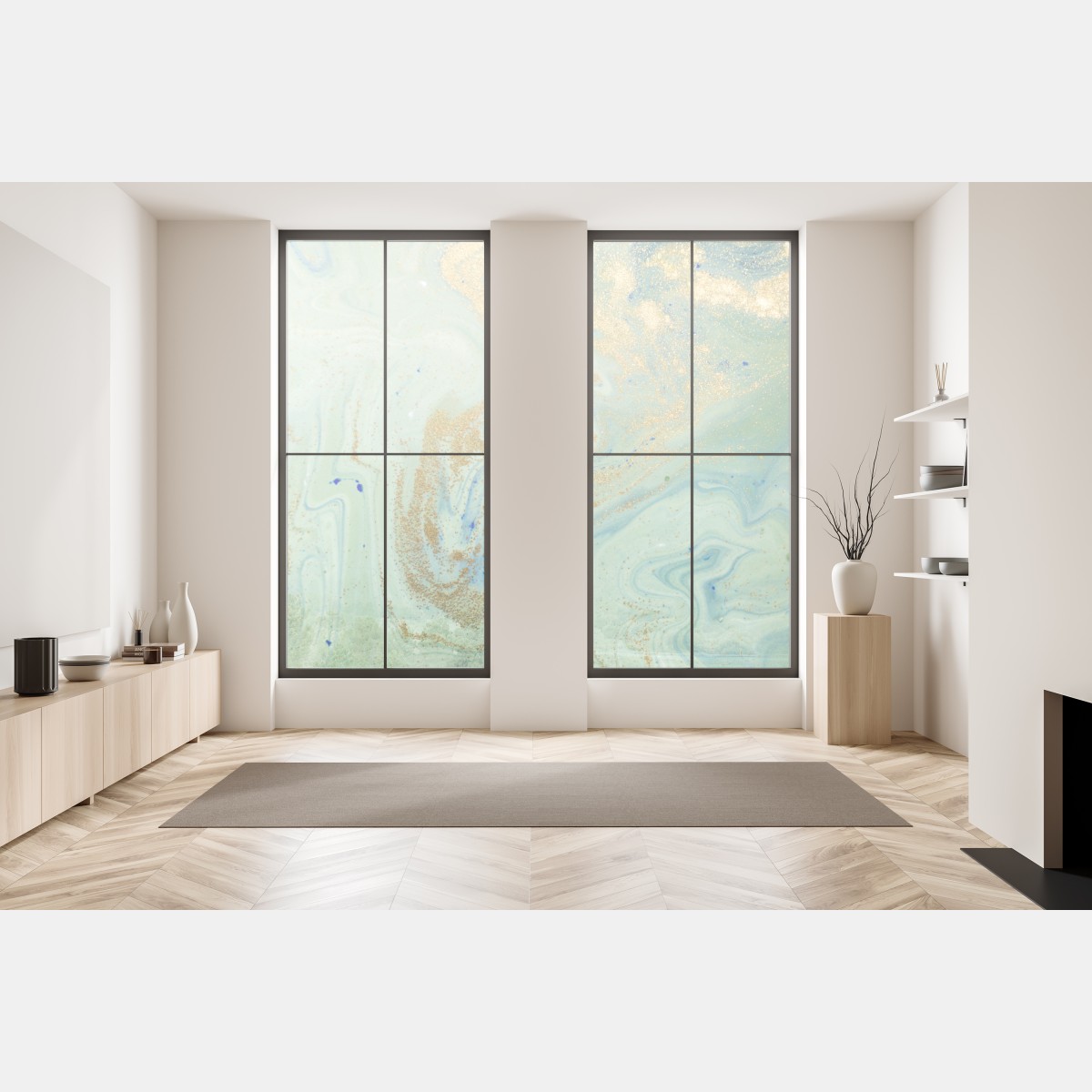 Naklejka na okno turkusowy marmur ze złotymi żyłkami – Wallissimo® Naklejka na okno turkusowy marmur ze złotymi żyłkami – Wallissimo®