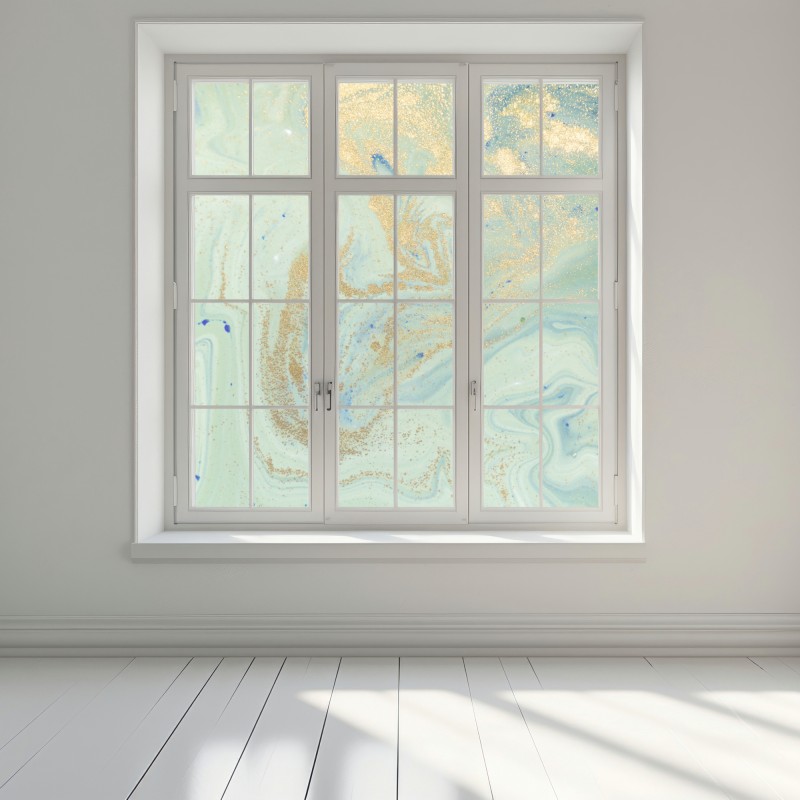 Naklejka na okno turkusowy marmur ze złotymi żyłkami – Wallissimo® Naklejka na okno turkusowy marmur ze złotymi żyłkami – Wallissimo®
