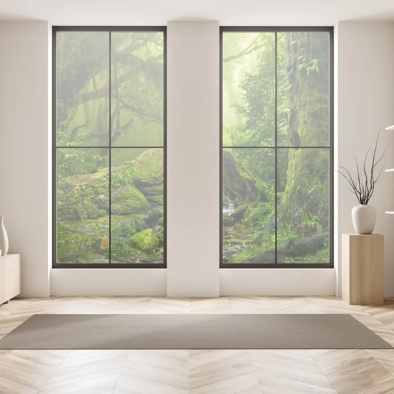 Naklejka na okno jesienna panorama gór i jeziora – Wallissimo®