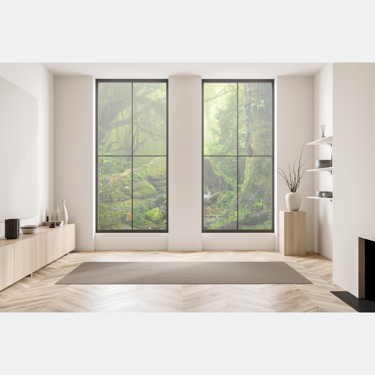 Naklejka na okno leśny strumień porośnięty mchem – Wallissimo® Naklejka na okno leśny strumień porośnięty mchem – Wallissimo®