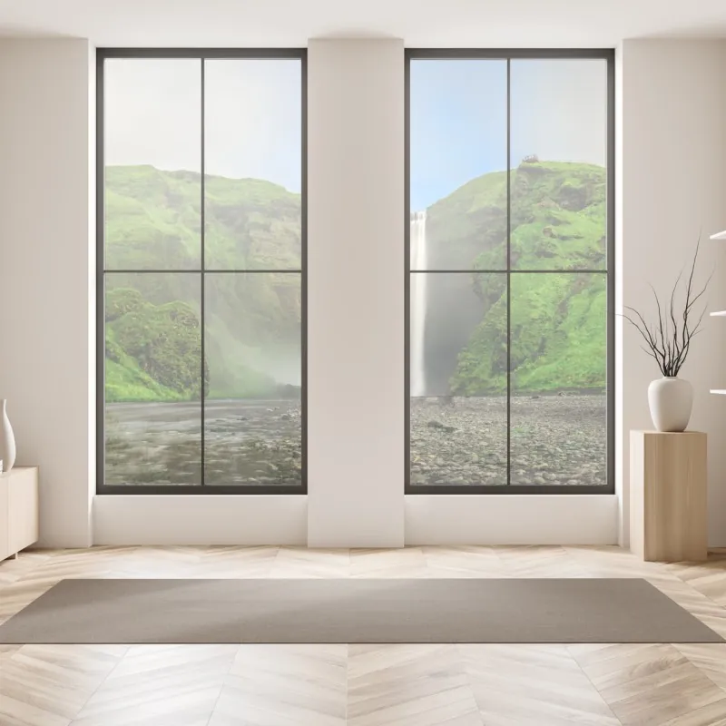 Naklejka na okno widok z lotu ptaka tropikalne wodospady z tęczą – Wallissimo®