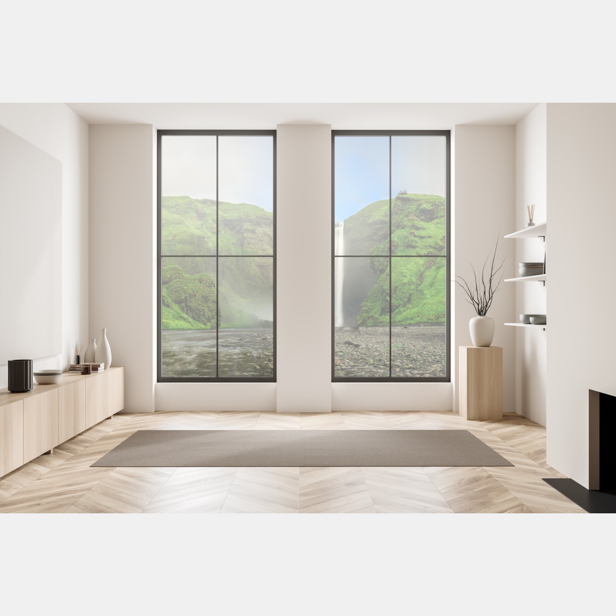 Naklejka na okno panorama wodospadu Skogafoss – Wallissimo® Naklejka na okno panorama wodospadu Skogafoss – Wallissimo®