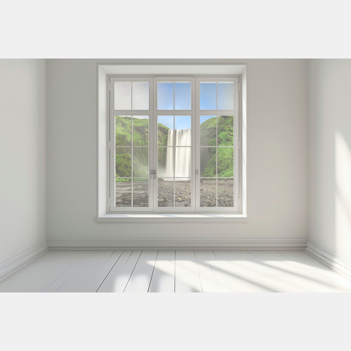 Naklejka na okno panorama wodospadu Skogafoss – Wallissimo® Naklejka na okno panorama wodospadu Skogafoss – Wallissimo®