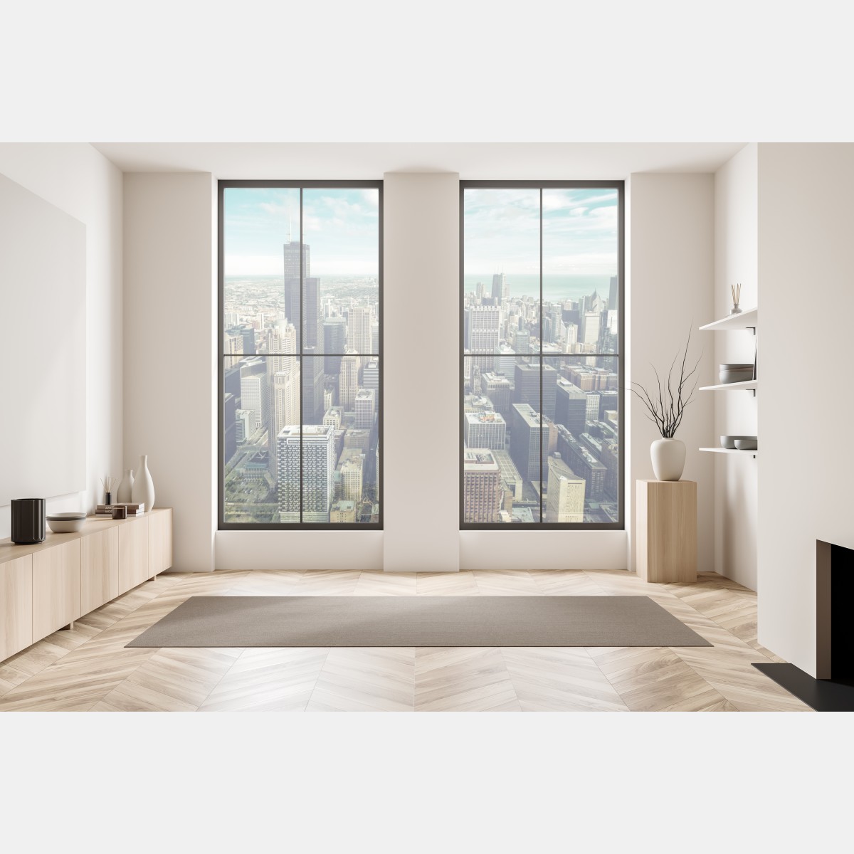 Naklejka na okno Chicago panorama miasta z lotu ptaka w turkusowych tonach – Wallissimo® Naklejka na okno Chicago panorama miasta z lotu ptaka w turkusowych tonach – Wallissimo®