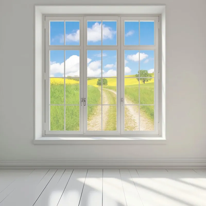 Naklejka na okno słoneczna wiejska droga przez żółte pola – Wallissimo® Naklejka na okno słoneczna wiejska droga przez żółte pola – Wallissimo®