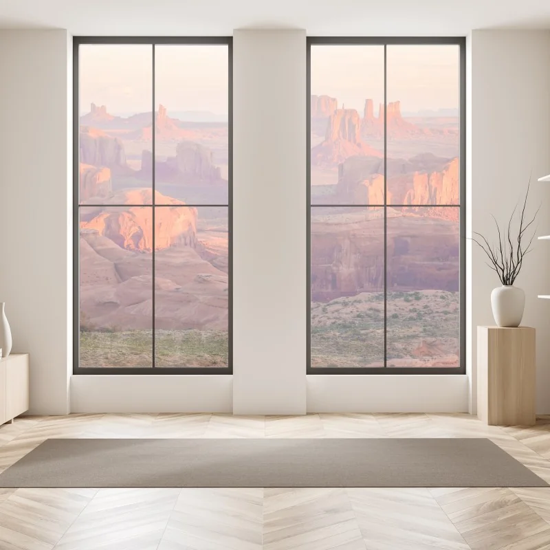 Naklejka na okno tropikalny botaniczny wzór kwiatowy – Wallissimo®