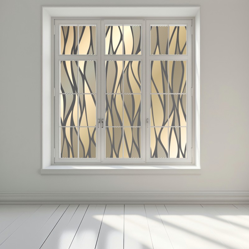 Naklejka na okno luksusowy złoty abstrakcyjny wzór fal – Wallissimo® Naklejka na okno luksusowy złoty abstrakcyjny wzór fal – Wallissimo®