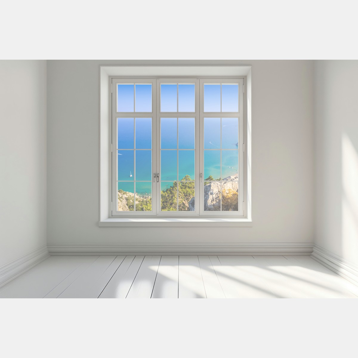 Naklejka na okno słoneczna turkusowa zatoka – Wallissimo® Naklejka na okno słoneczna turkusowa zatoka – Wallissimo®