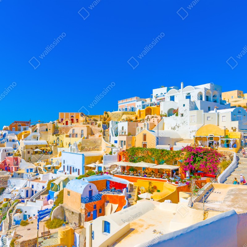 Naklejka na okno słoneczna wioska Oia, Santorini – Wallissimo® Naklejka na okno słoneczna wioska Oia, Santorini – Wallissimo®