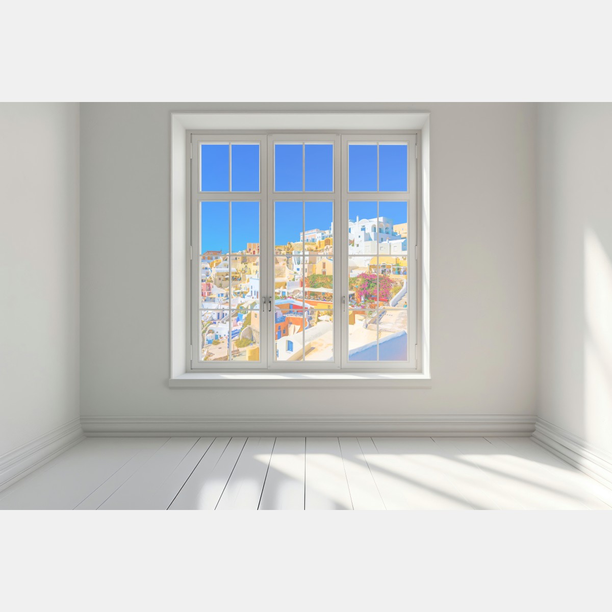 Naklejka na okno słoneczna wioska Oia, Santorini – Wallissimo® Naklejka na okno słoneczna wioska Oia, Santorini – Wallissimo®