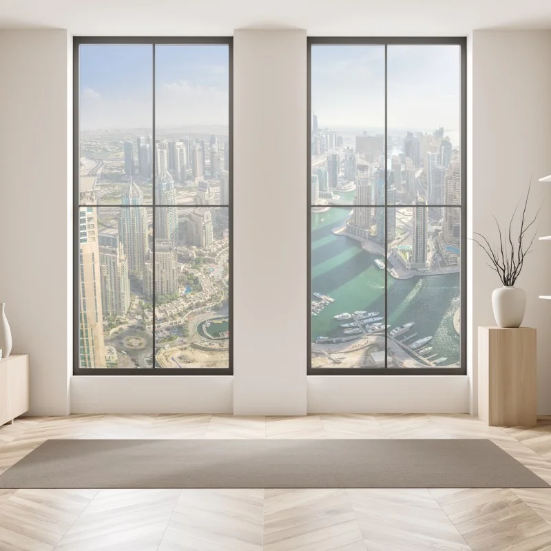 Naklejka na okno senny wschód słońca nad mglistym torfowiskiem – Wallissimo®