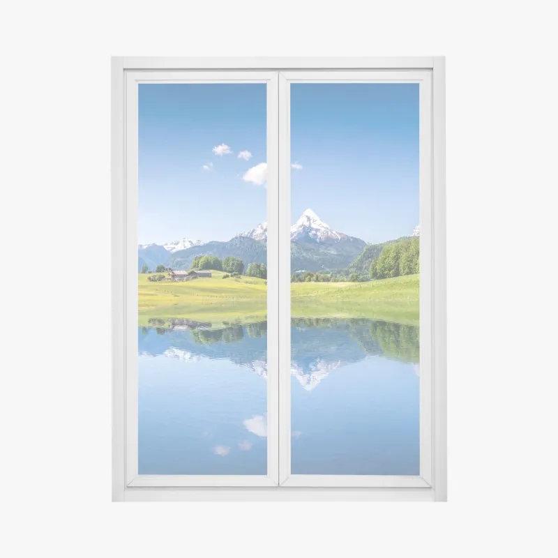 Naklejka na okno złote pole pod szerokim błękitnym niebem – Wallissimo®