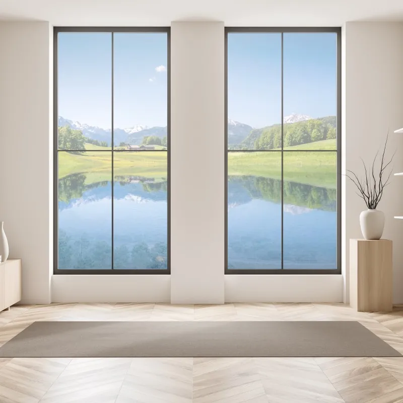 Naklejka na okno złote pole pod szerokim błękitnym niebem – Wallissimo®