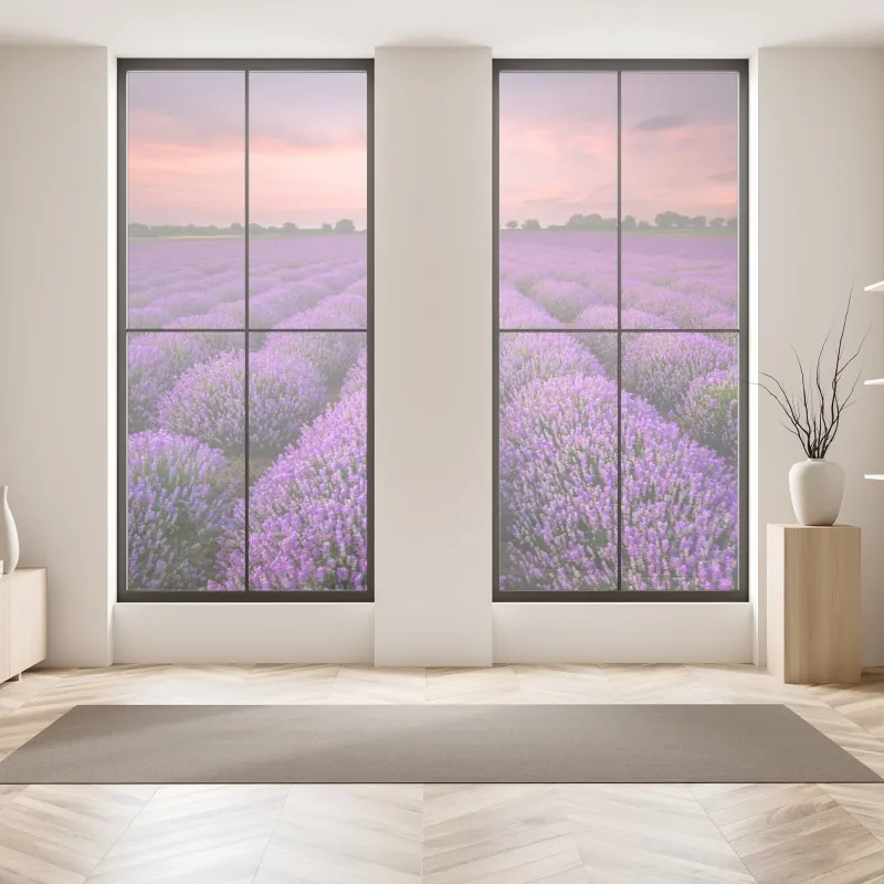 Naklejka na okno różowy wzór z piwoniami – Wallissimo®