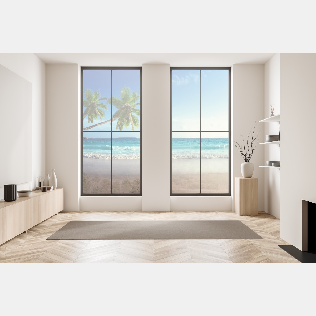 Naklejka na okno tropikalna plaża na Karaibach o zachodzie słońca – Wallissimo® Naklejka na okno tropikalna plaża na Karaibach o zachodzie słońca – Wallissimo®