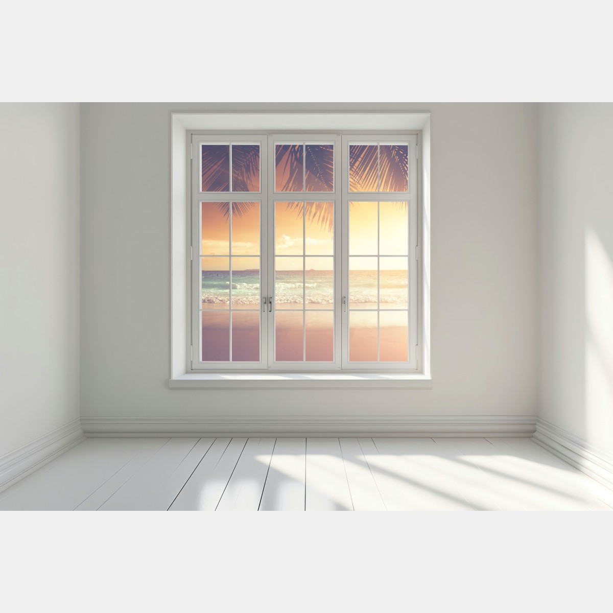 Naklejka na okno plaża o zachodzie słońca na Karaibach – Wallissimo® Naklejka na okno plaża o zachodzie słońca na Karaibach – Wallissimo®