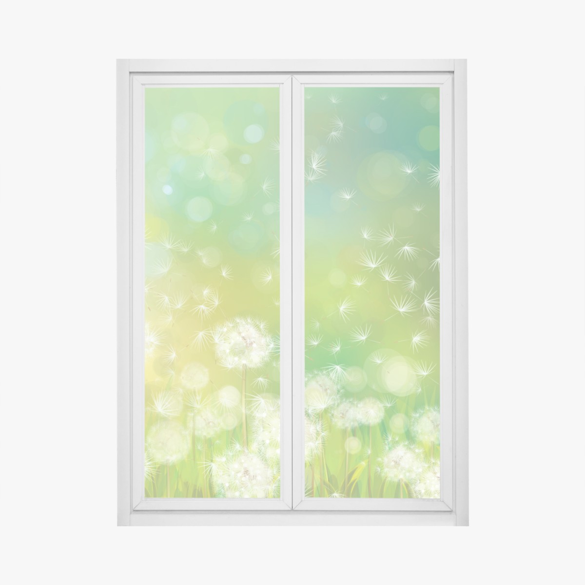 Window decal spring dandelion meadow